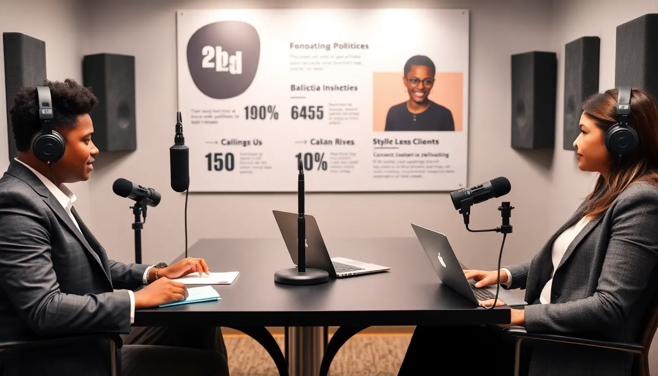 diverse group discussing unbiased political themes in a podcast studio.